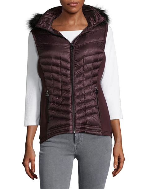 michael kors faux fur puffer vest|quilted puffer vest with bib.